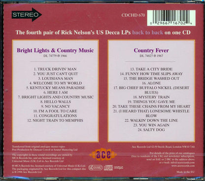 Rick Nelson - Bright Lights + Country Fever (24 tracks) Music CD