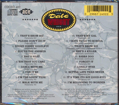 Dale Wright - She's Neat: The Fraternity Sides (20 tracks) Music CD
