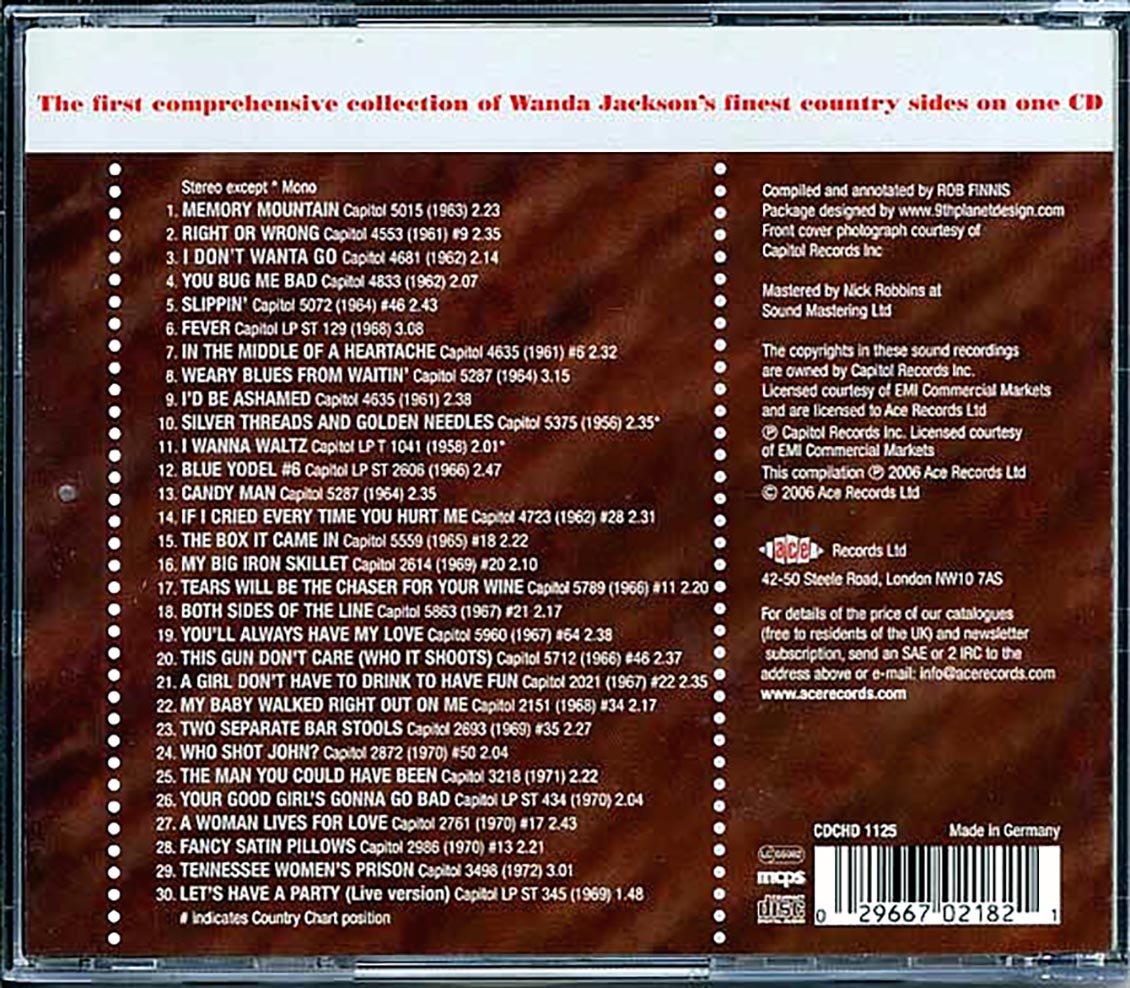 Wanda Jackson - The Vest Best Of The Country Years (30 tracks) Music CD