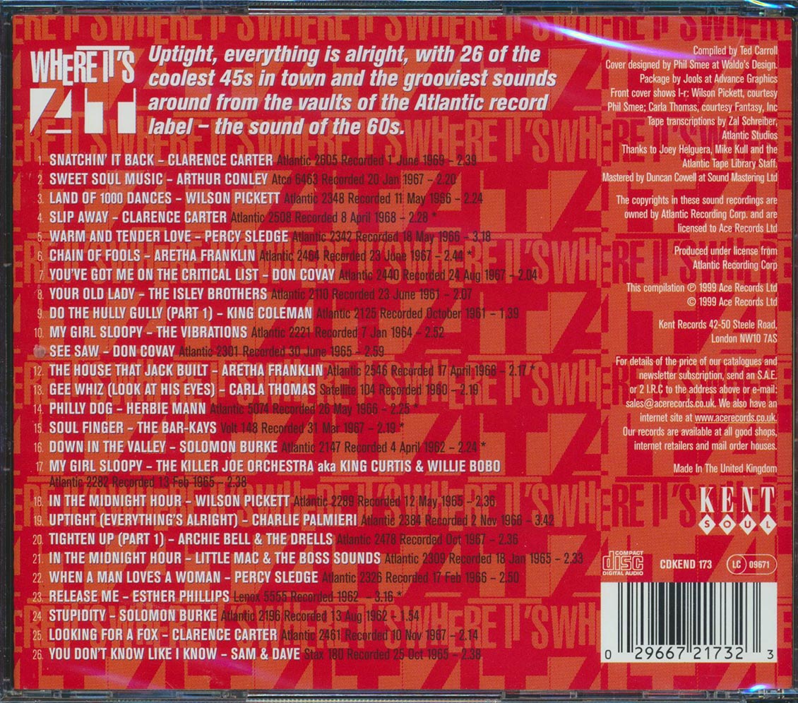 Various - Soul In The Midnight Hour: Where It's At (26 tracks) Music CD