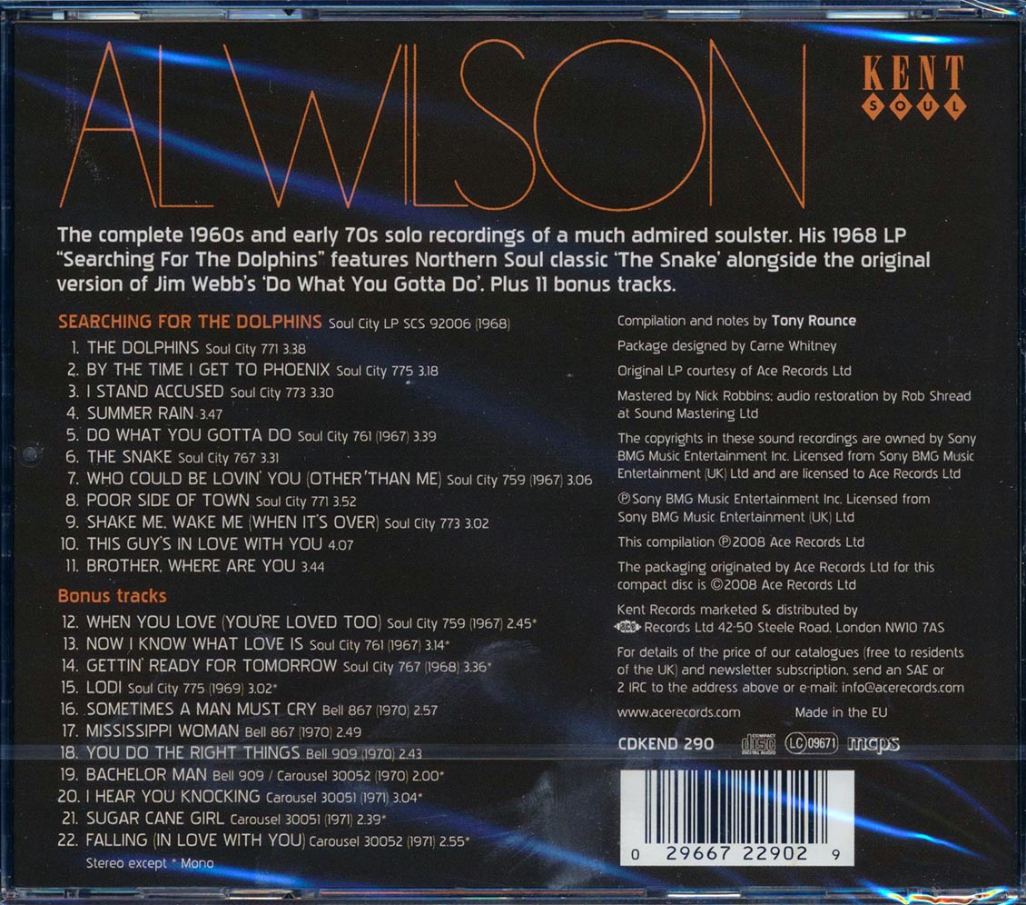 Al Wilson - Searching For The Dolphins (22 tracks) Music CD
