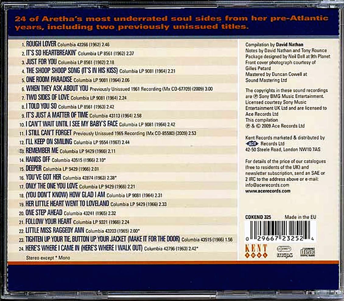 Aretha Franklin - Just A Matter Of Time: Classic Columbia Recordings 1961-1965 (24 tracks) Music CD