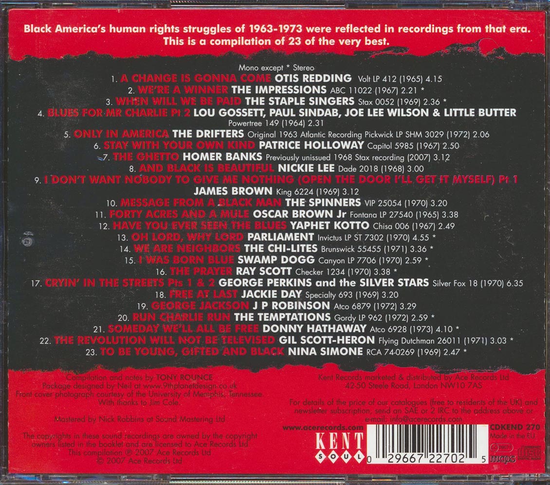 Various - Change Is Gonna Come: The Voice Of Black America 1963-1973 (23 tracks) Music CD