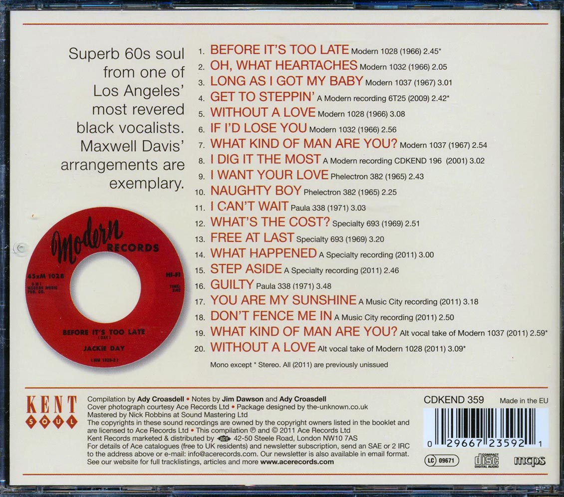 Jackie Day - The Complete Jackie Day: Dig It The Most (20 tracks) Music CD