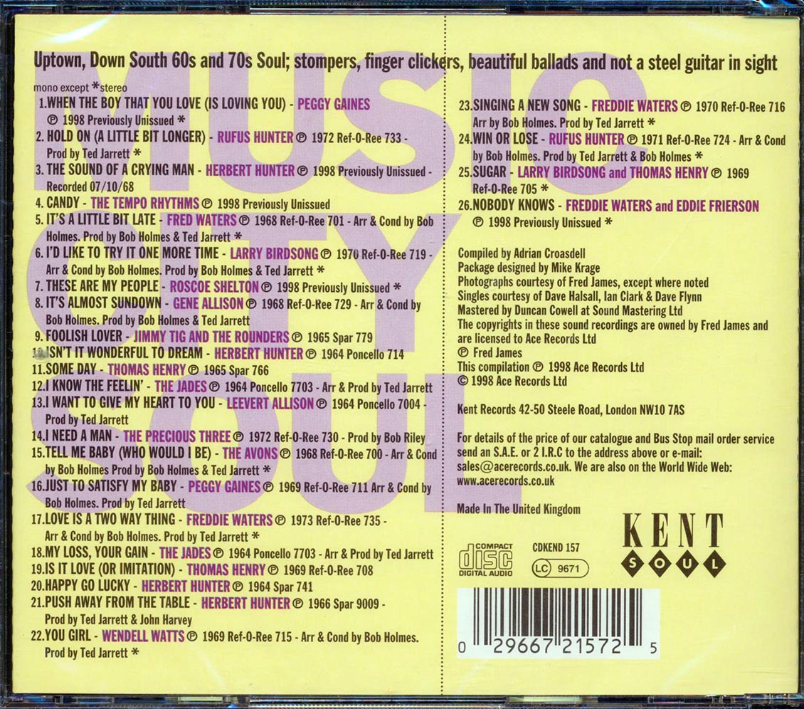 Various - Music City Soul From Nashville's Black Cats (26 tracks) Music CD