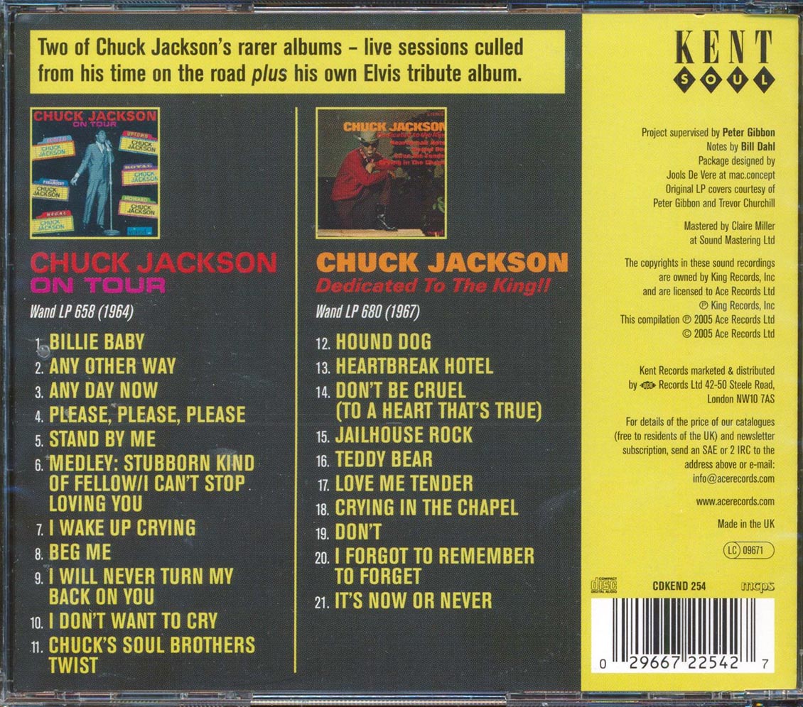 Chuck Jackson - On Tour + Dedicated To The King (21 tracks) Music CD