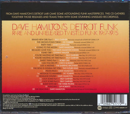 Various - Dave Hamilton's Detroit Funk: Rare And Unreleased Twisted Funk 1967-1975 (20 tracks) Music CD