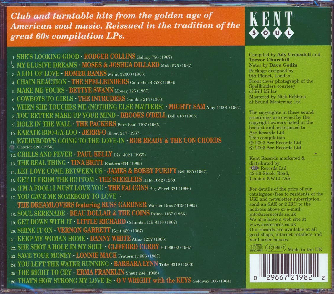 Various - Kent's Cellar Of Soul (26 tracks) Music CD