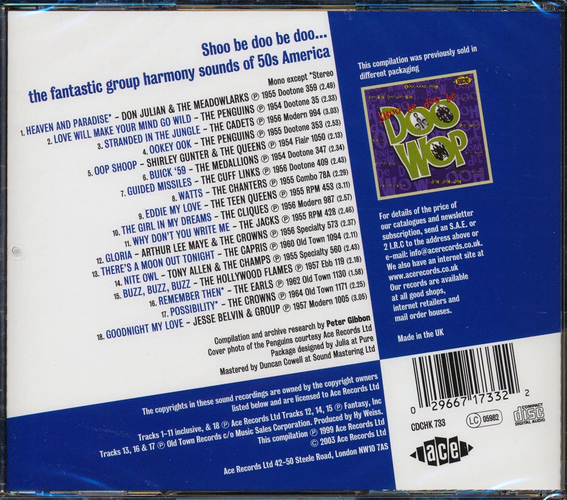 Various - Shoo Be Doo Be Doo Wop: The Best Of Doo Wop Music CD