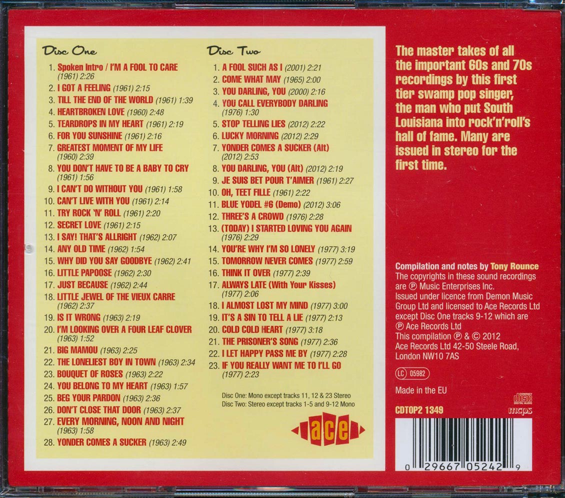Joe Barry - A Fool To Care: Classic Recordings 1960-1977 (51 tracks) (2xCD) Music CD
