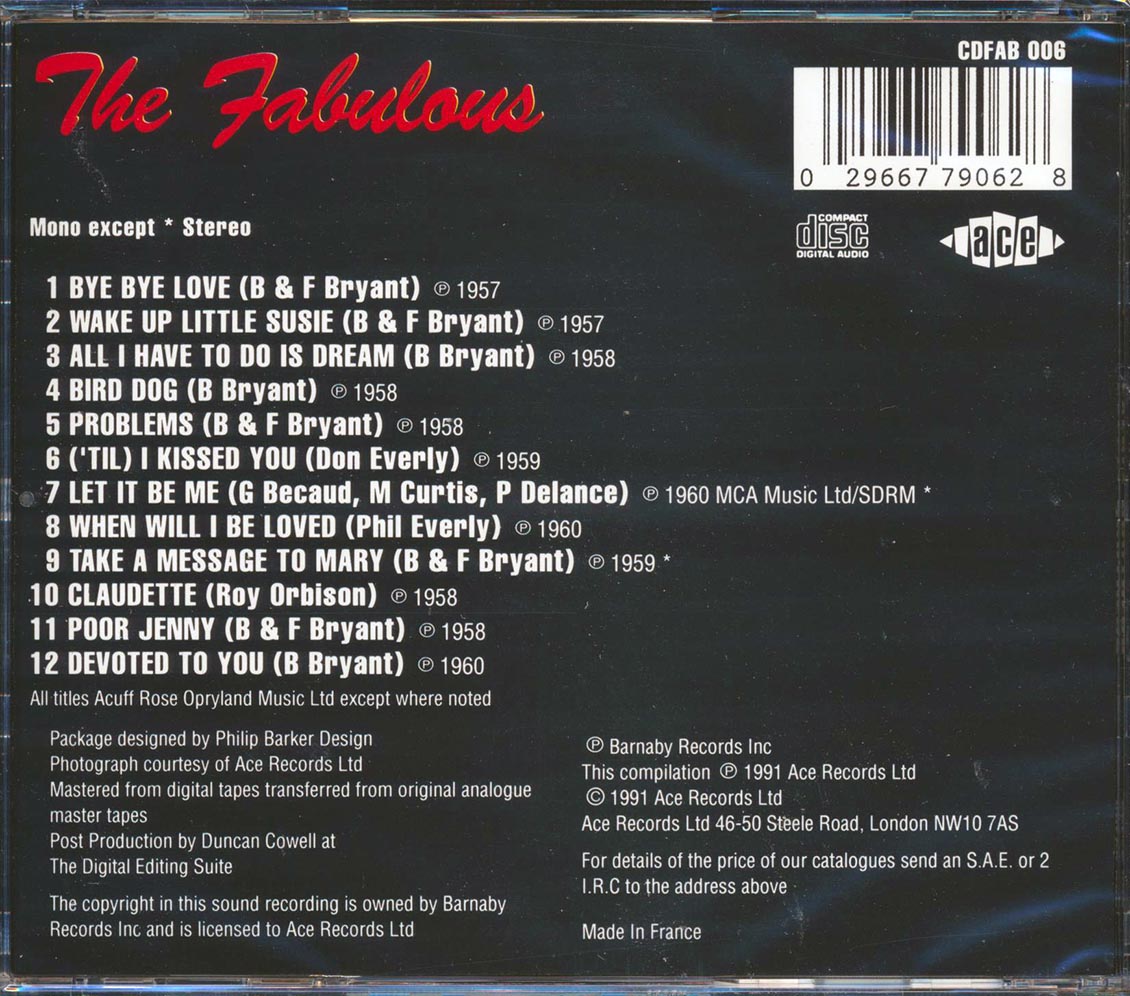 The Everly Brothers - The Fabulous Everly Brothers Music CD