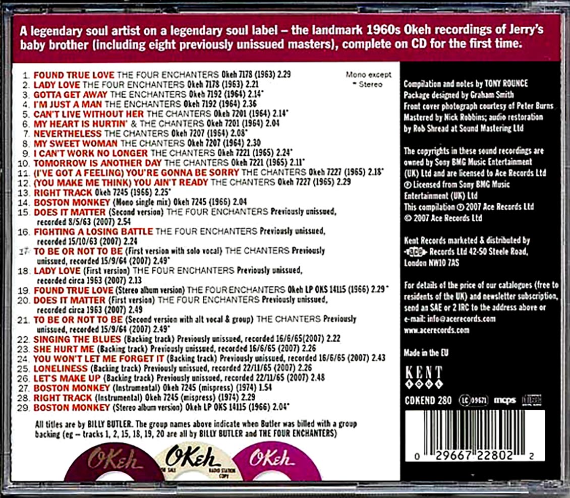 Billy Butler - The Right Tracks: The Complete Okeh Recordings 1963-1966 (29 tracks) Music CD