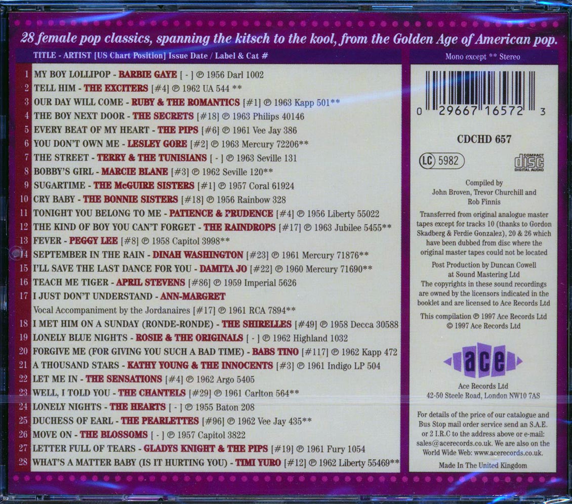 Various - Early Girls Volume 2 (28 tracks) Music CD