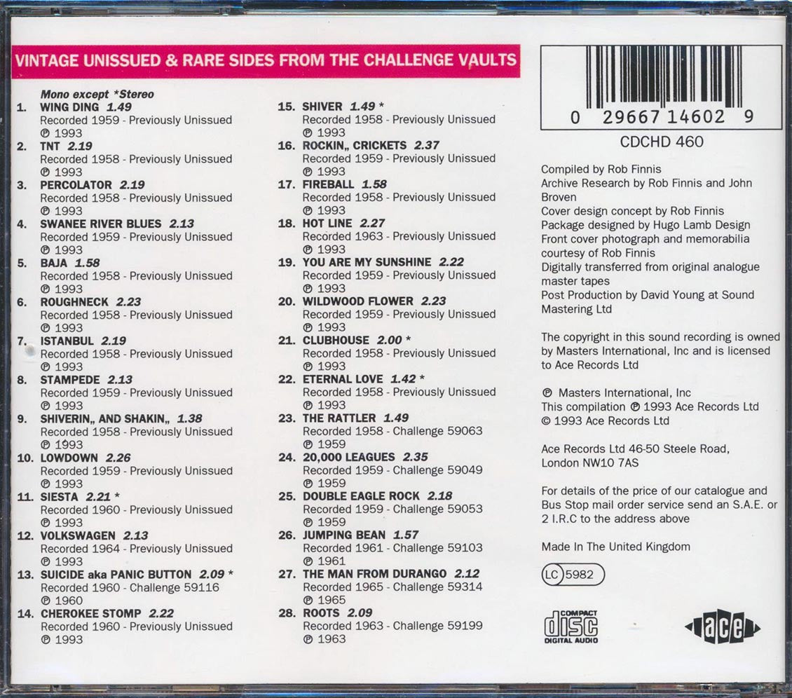 The Champs - Wing Ding: Vintage Unissued & Rare Sides From The Challenge Vaults (28 tracks) Music CD