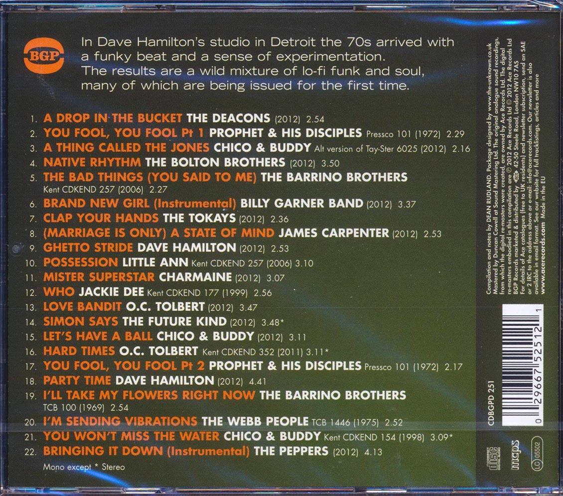 Various - The Detroit Funk Vaults: Funk And Soul From Dace Hamilton 1968-1979 (22 tracks) Music CD