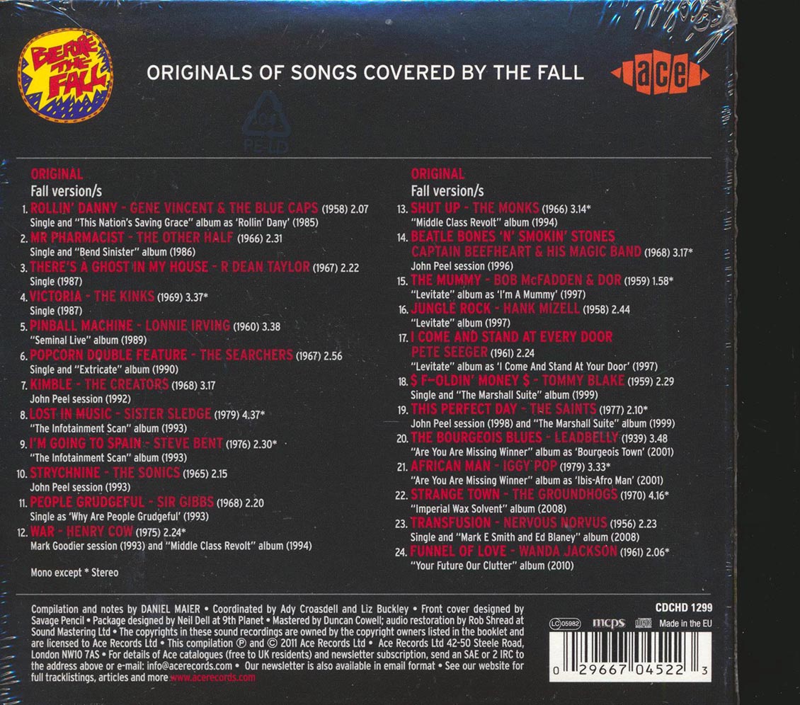 Various - Before The Fall: Originals Of Signs Covered By The Fall (24 tracks) Music CD