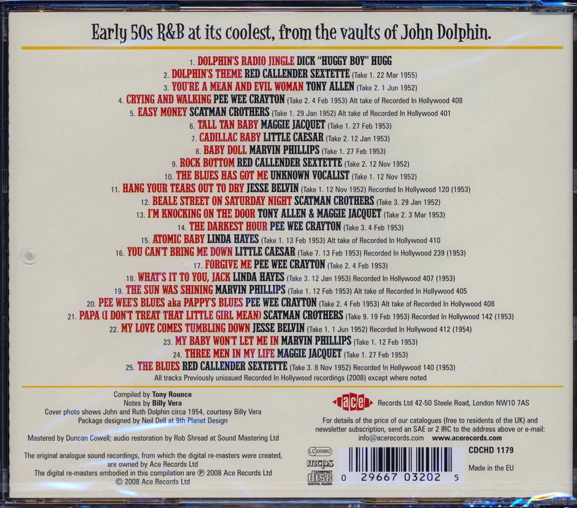 Various - On With The Jive: 1950s R & B From Dolphin's Of Hollywood Volume 1 (25 tracks) Music CD