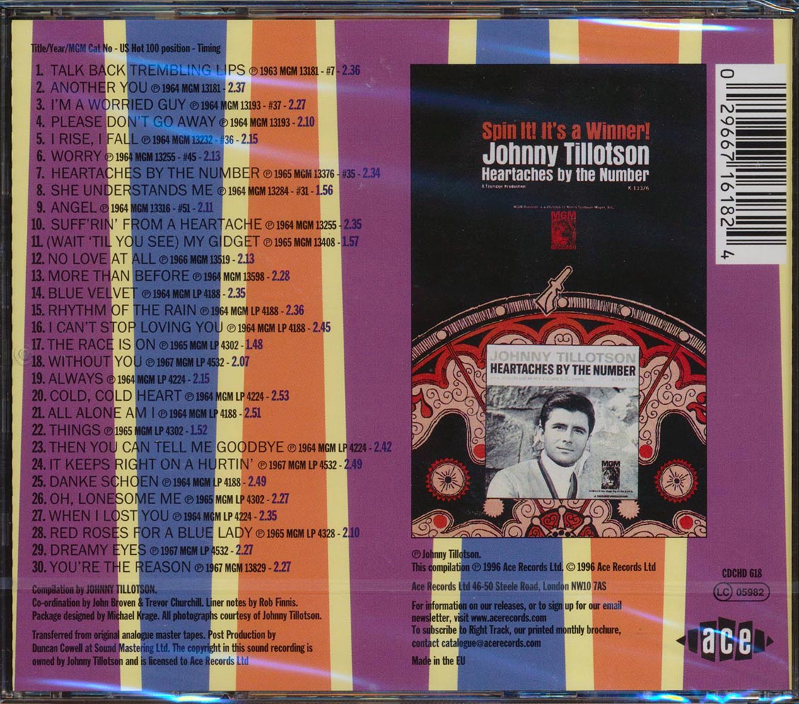 Johnny Tillotson - You're The Reason: The Best Of The MGM Years (30 tracks) Music CD