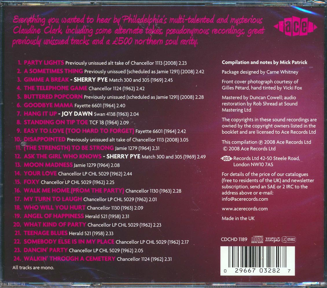 Claudine Clark - Ask The Girl Who Knows: The Best Of 1958-1969 (24 tracks) Music CD