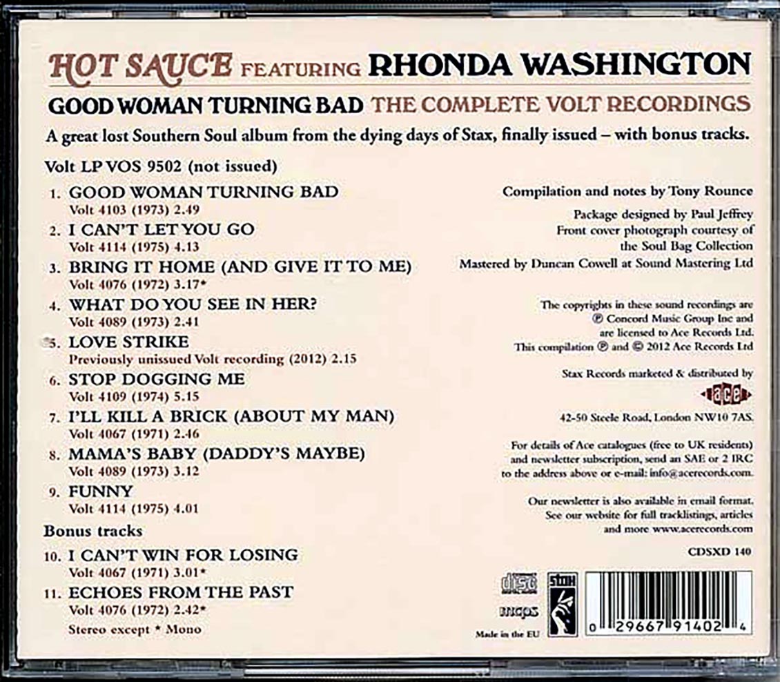Rhonda Washington - Hot Sauce: Good Woman Turning Bad Music CD