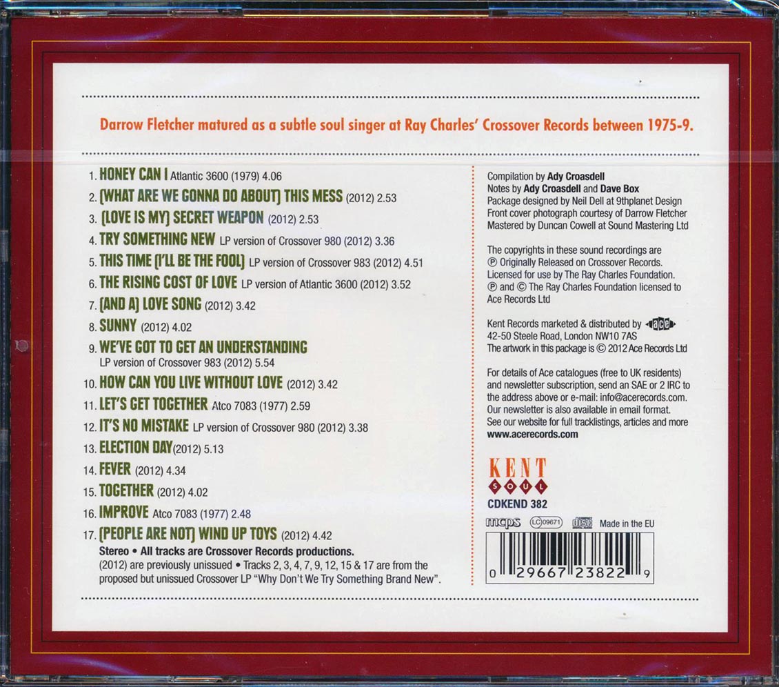 Darrow Fletcher - Crossover Records 1975-79 LA Soul Sessions Music CD