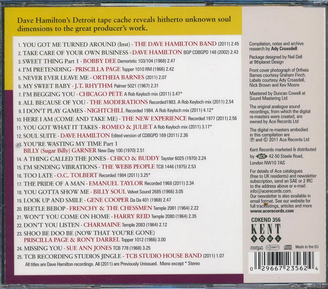 Various - Dave Hamilton's Detroit Soul: The Soul Providers (25 tracks) Music CD