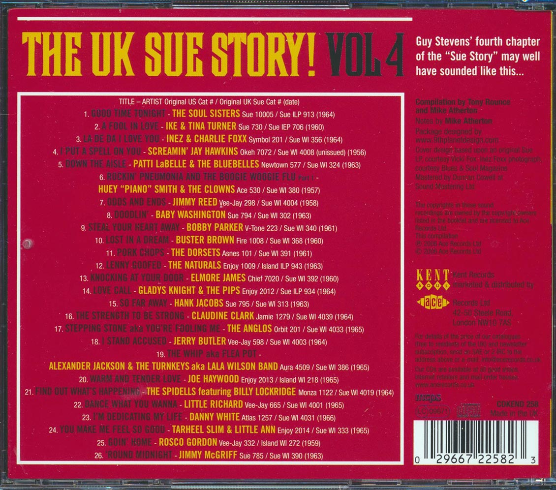 Various - The UK Sue Label Story Volume 4 (26 tracks) Music CD