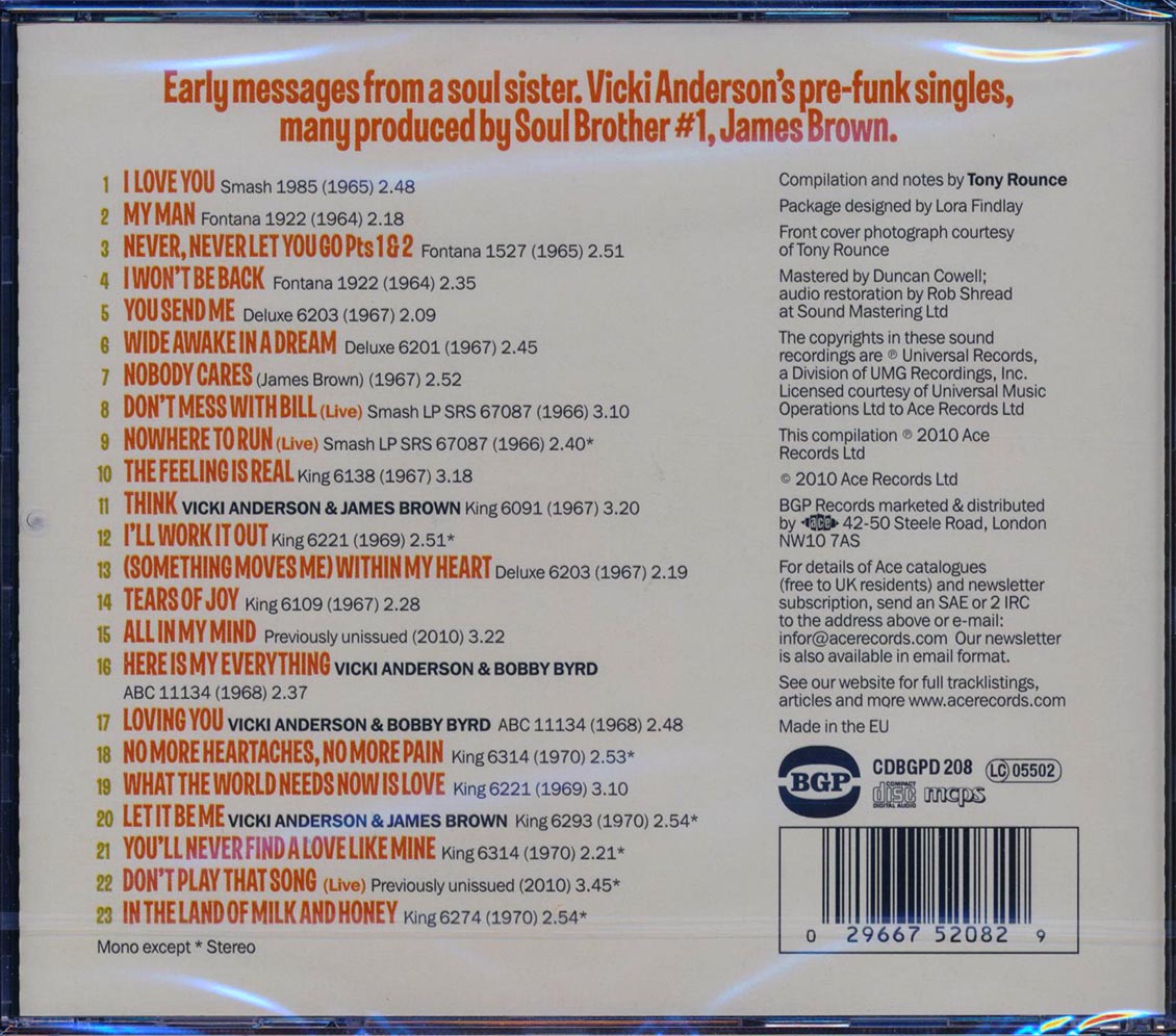 Vicki Anderson - Wide Awake In A Dream: James Brown Productions From The Pre-funk Years (23 tracks) Music CD