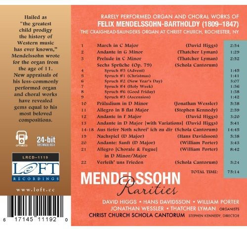 the album cover for Mendelssohn / Davidsson - Mendelssohn Rarities