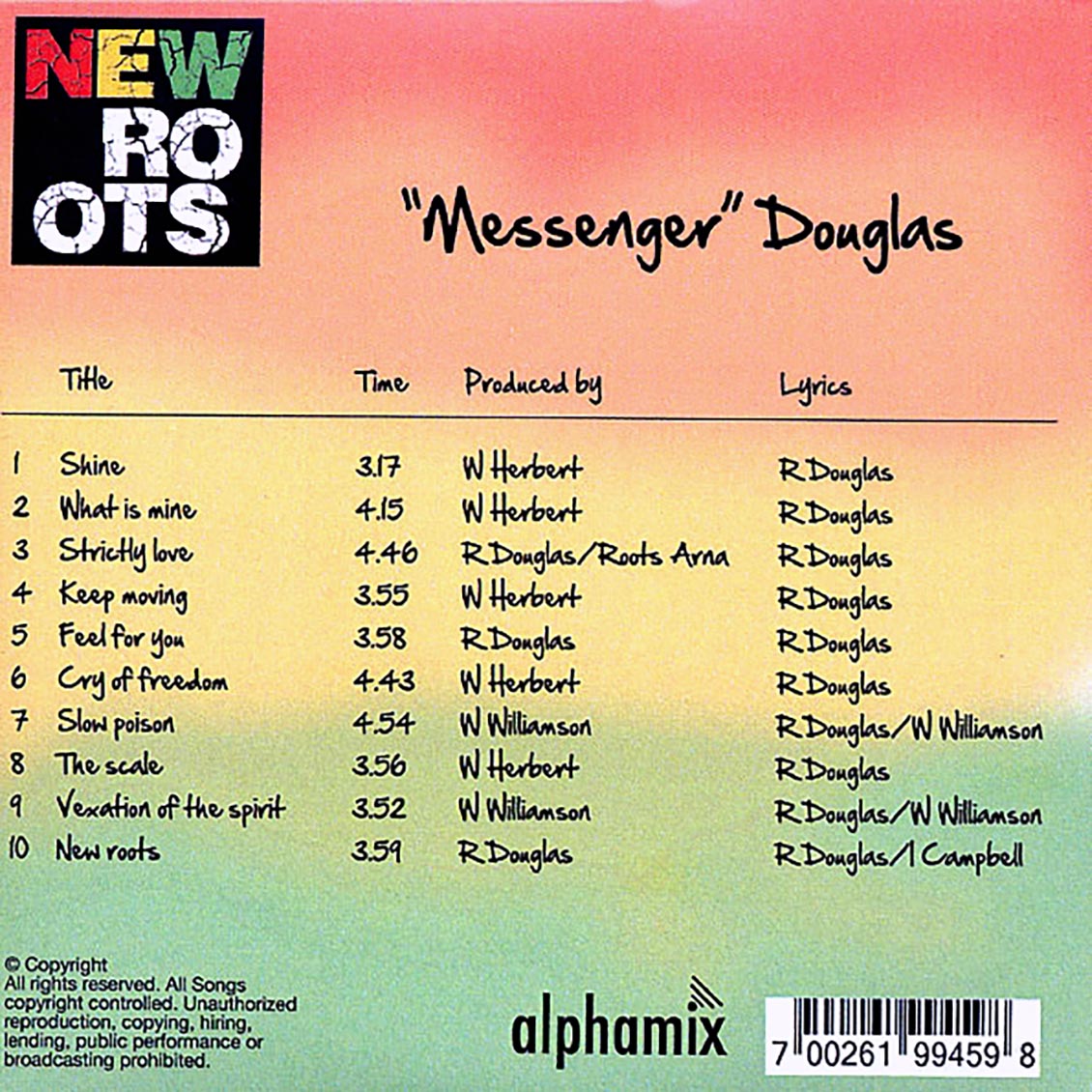 Messenger Douglas - New Roots Music CD