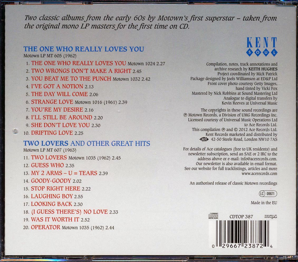 Mary Wells - The One Who Really Loves You + Two Lovers (2xCD) Music CD
