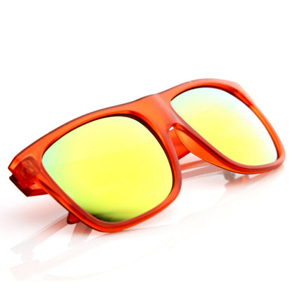 Frosted Retro Flat Top Candy Color Mirrored Lens Sunglasses 8610