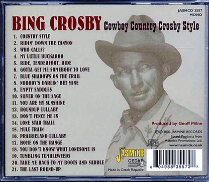 Bing Crosby - Cowboy Country Crosby Style (21 tracks) Music CD