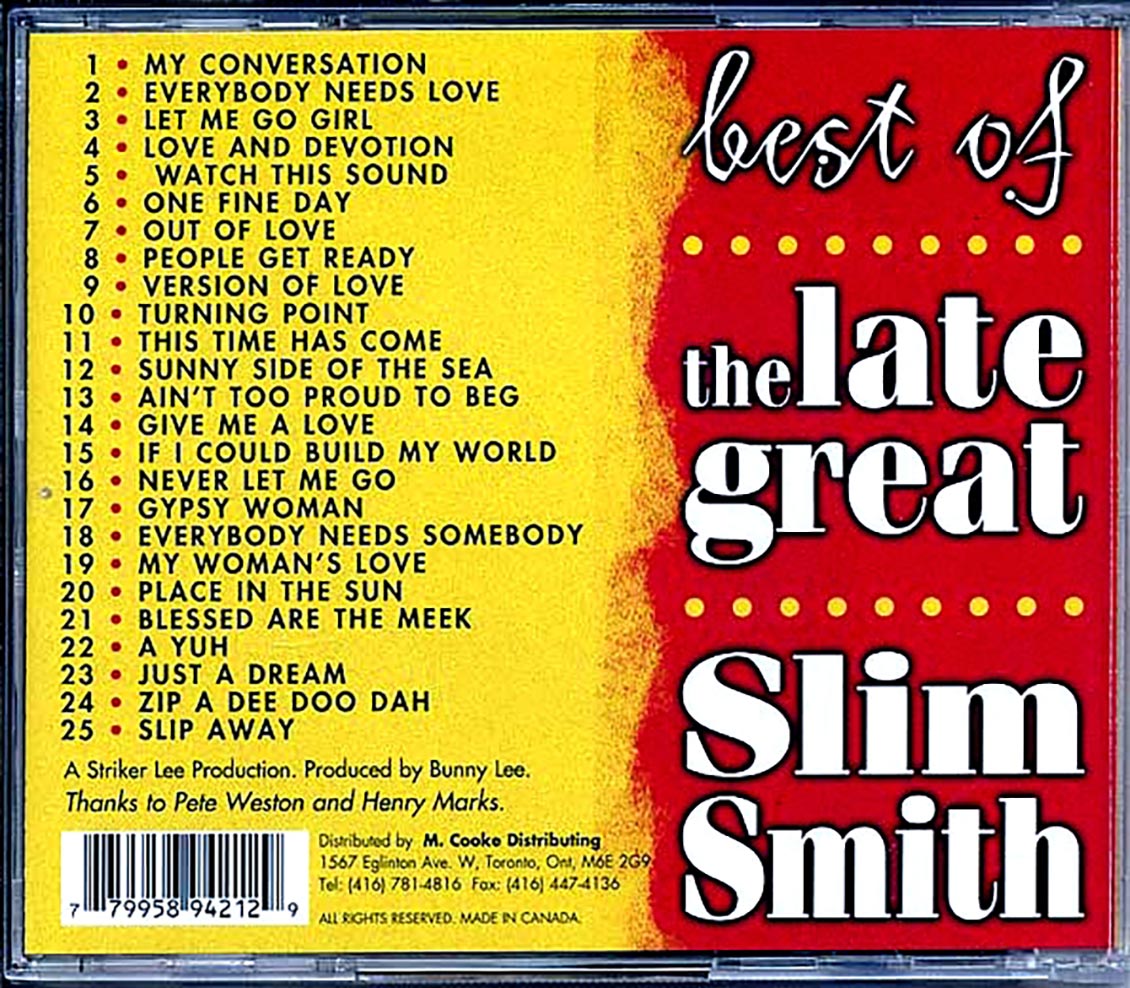 Slim Smith Best Of The Late Great Slim Smith 25 tracks Music CD