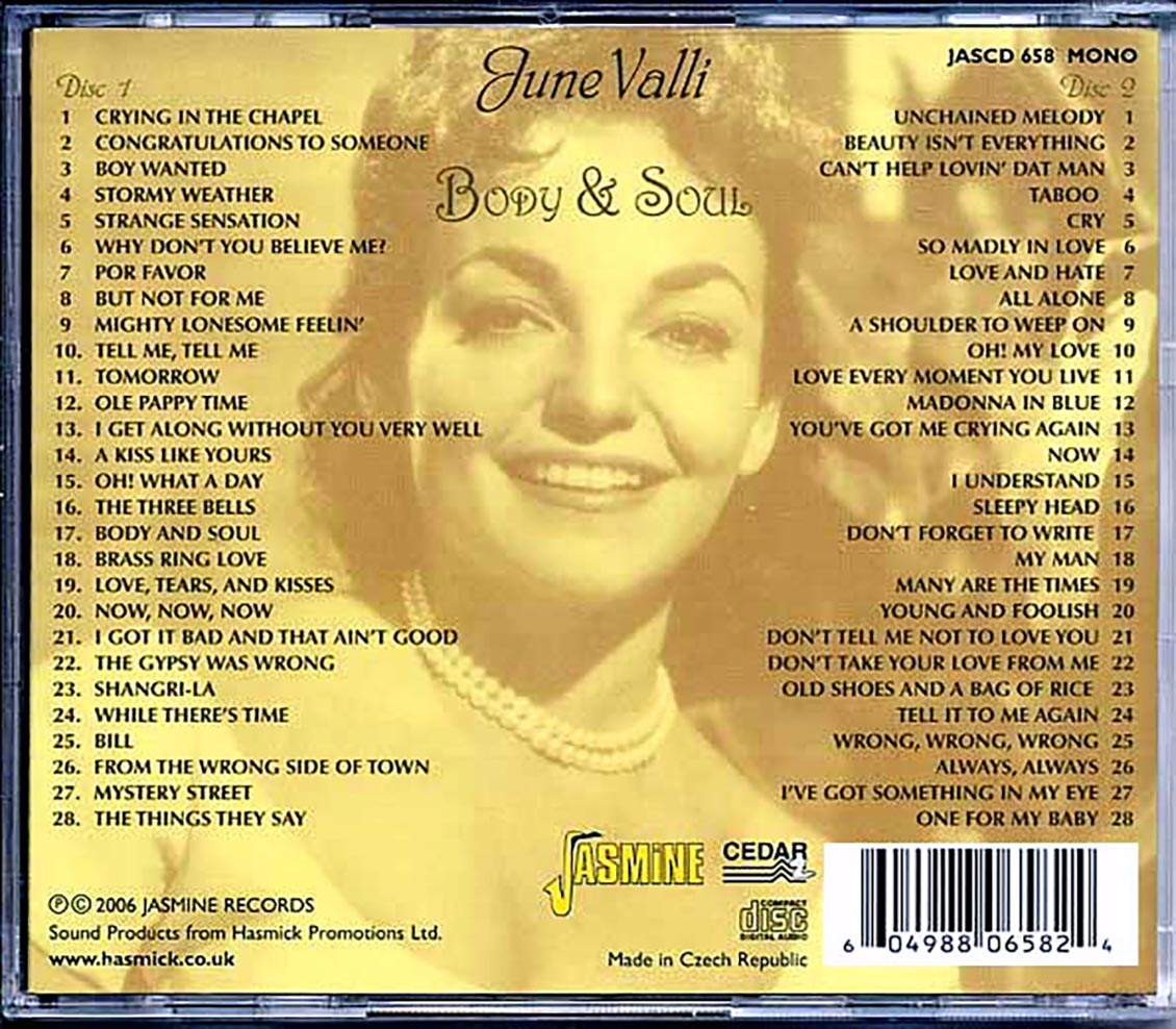 June Valli - Body & Soul (56 tracks) (2xCD) Music CD