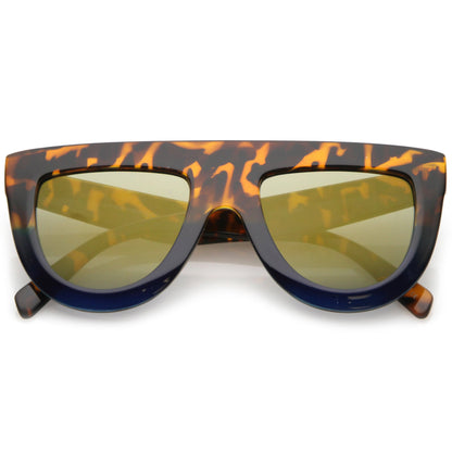 Oversize Retro Modern Flat Top Mirrored Lens Sunglasses C275