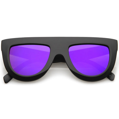 Oversize Retro Modern Flat Top Mirrored Lens Sunglasses C275