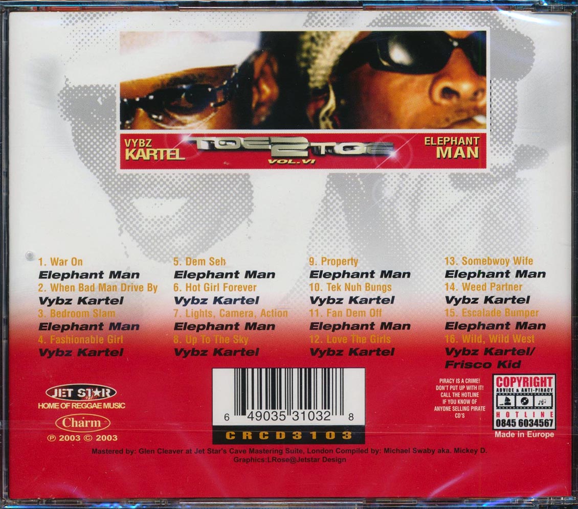 Vybz Kartel, Elephant Man - Toe To Toe Volume 6 Music CD