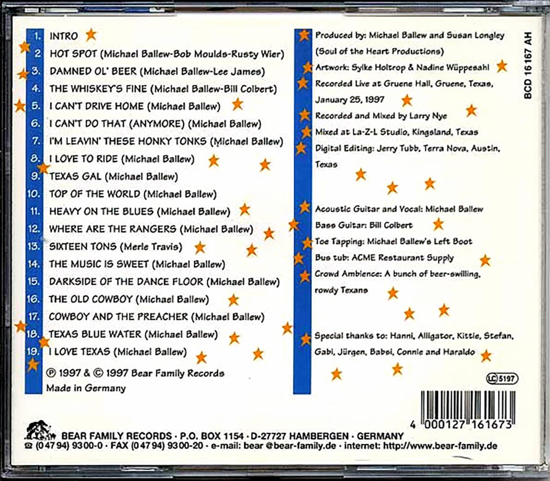 Michael Ballew - Live At Gruene Hall Music CD