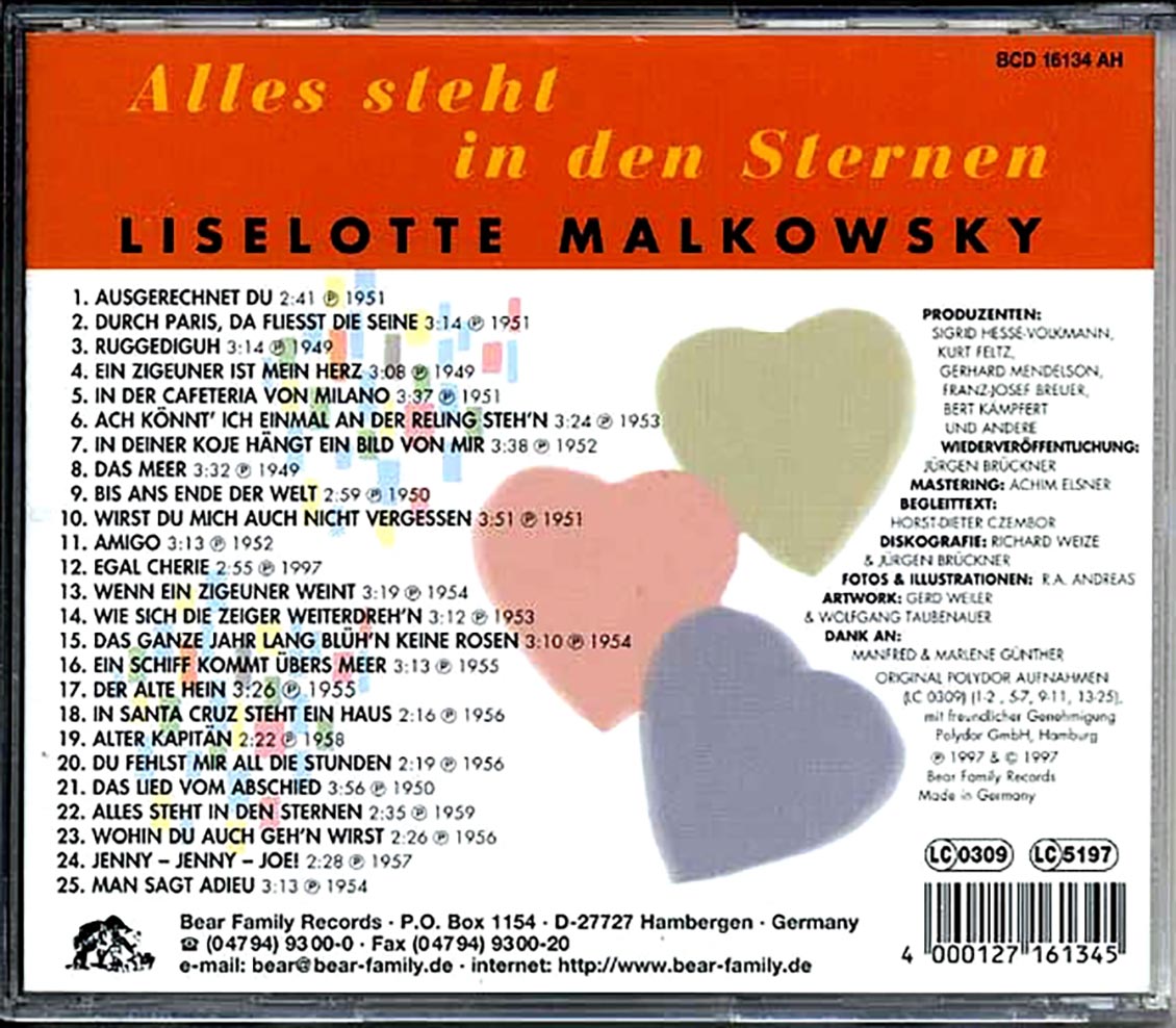 Liselotte Malkowsky - Alles Steht In Den Sternen (25 tracks) Music CD