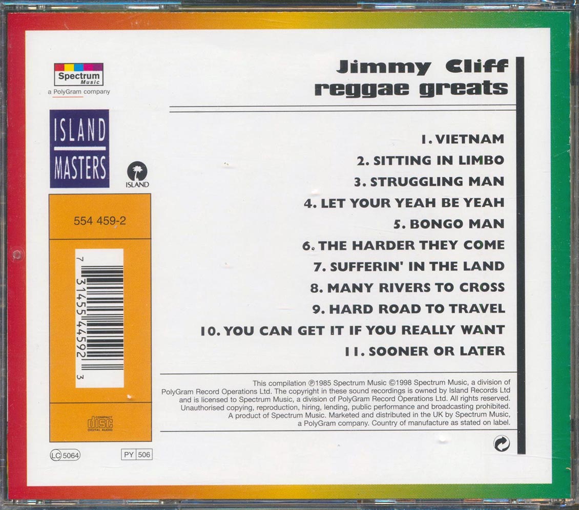 Jimmy Cliff - Reggae Greats Music CD