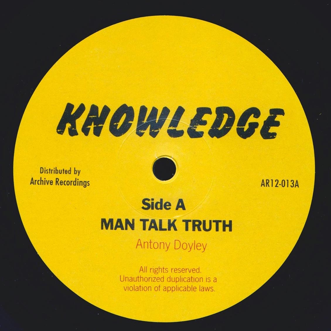 Knowledge - Man Talk Truth (Extended Mix)  /  Knowledge - Let Us All (Extended Mix) 12" Vinyl Record