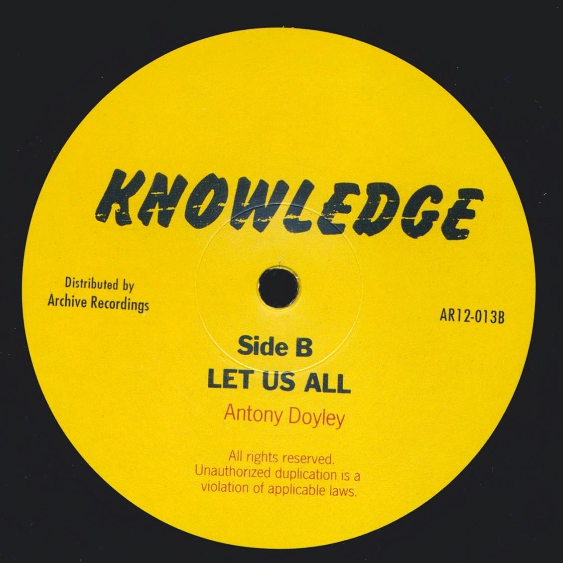 Knowledge - Man Talk Truth (Extended Mix)  /  Knowledge - Let Us All (Extended Mix) 12" Vinyl Record