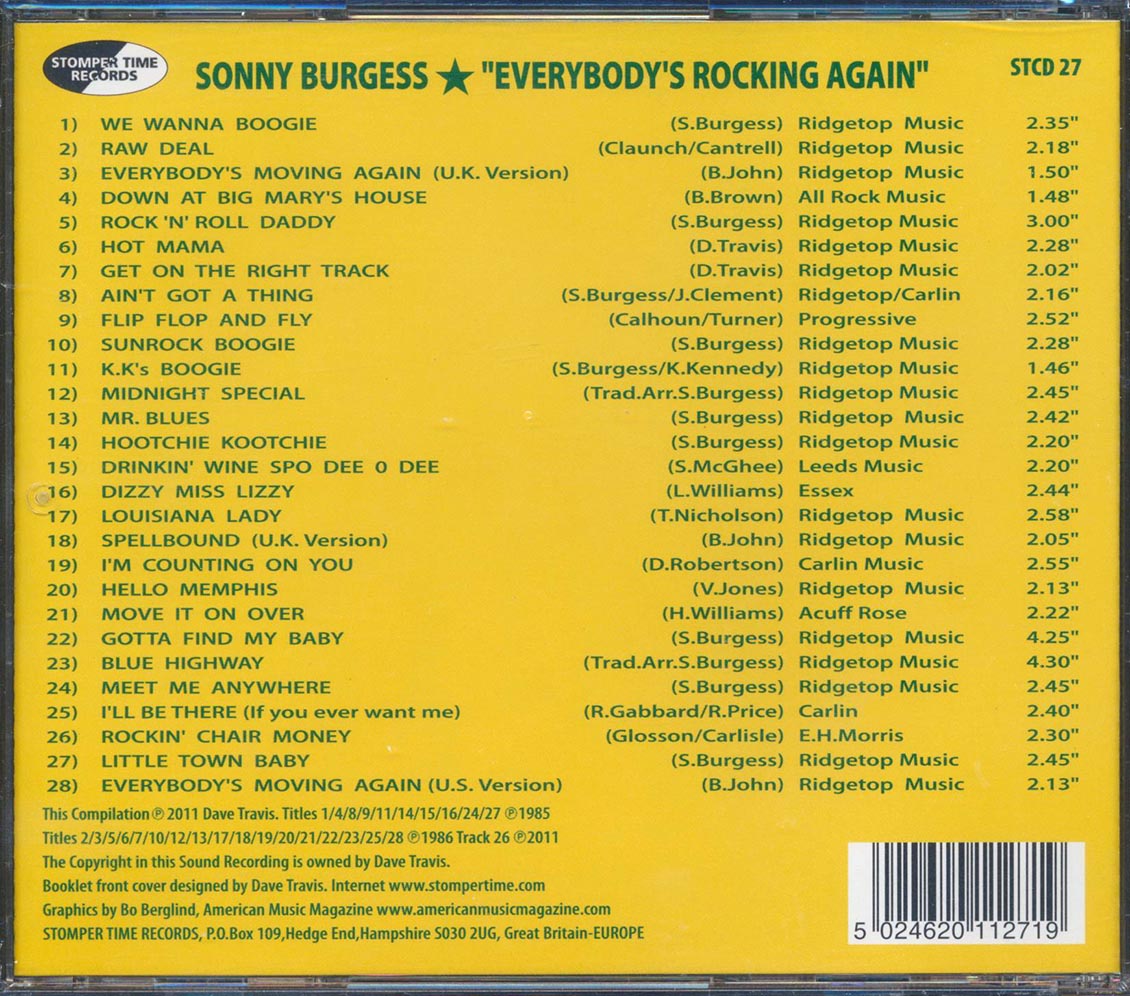 Sonny Burgess - Stomper Time Records Presents: Everybodys Rocking Again Music CD