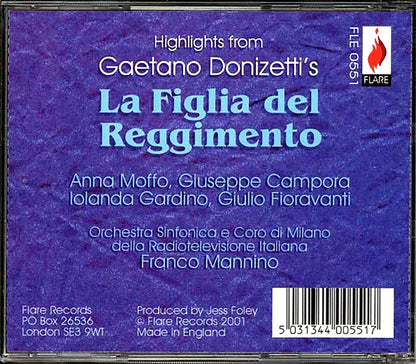 Anna Moffo La Figlia Del Reggimento Music CD