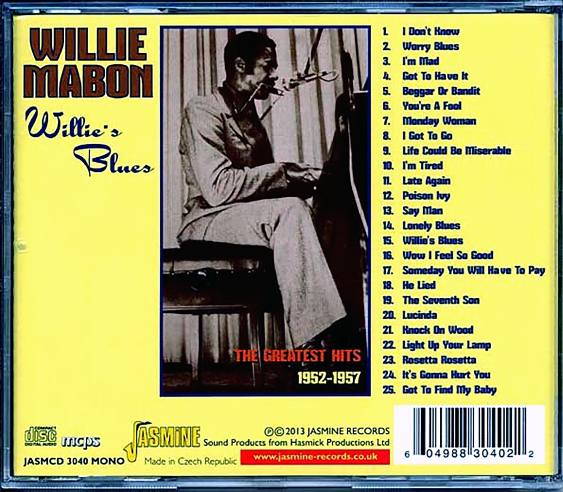 Willie Mabon - Willie's Blues: The Greatest Hits 1952-1957 (25 tracks) Music CD