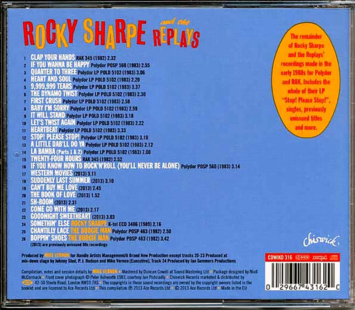 Rocky Sharpe & The Replays - If You Wanna Be Happy: The Polydor & Rak Masters & More (26 tracks) Music CD