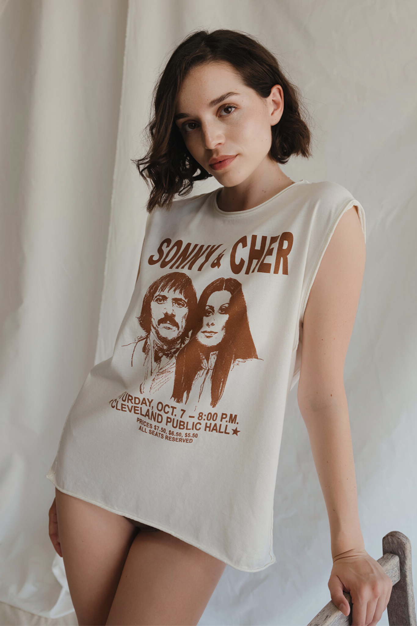 Sonny & Cher Oversized Womens Tank Top Shirt