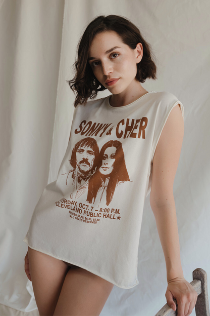Sonny & Cher Oversized Womens Tank Top Shirt