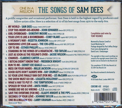 Jackie Wilson, Les McCann, The Temptations, Etc. - One In A Million: The Songs Of Sam Dees (22 tracks) Music CD
